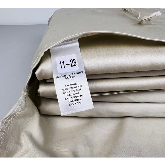 Restoration Hardware CAL KING Italian 600-TC Sateen SAND Sheet Set NWT - Picture 7 of 7